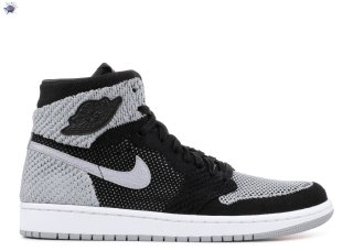 Meilleures Air Jordan 1 Retro High Flyknit "Shadow" Noir Gris Blanc (919704-003)