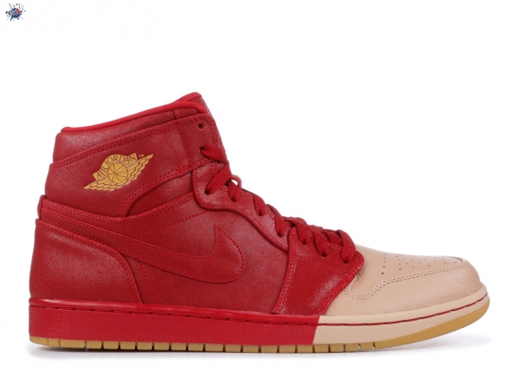 Meilleures Air Jordan 1 Retro High Prem "Dipped Toe" Rouge Métallique Or (ah7389-607)