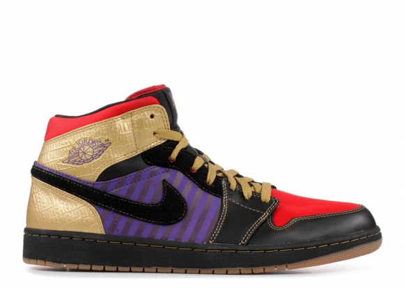 Meilleures Air Jordan 1 Retro Leroy "Leroy Smith" Noir Pourpre Or (386186-071)