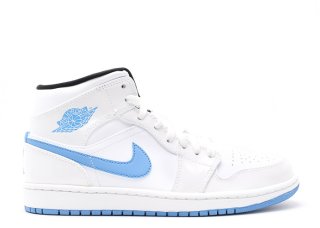 Meilleures Air Jordan 1 Retro Mid Blanc Bleu (554724-127)