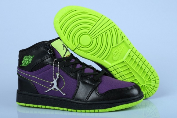 Meilleures Air Jordan 1 Retro Pourpre Vert Noir