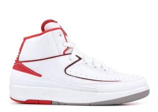 Meilleures Air Jordan 2 Retro Bg (Gs) Blanc Rouge (395718-102)