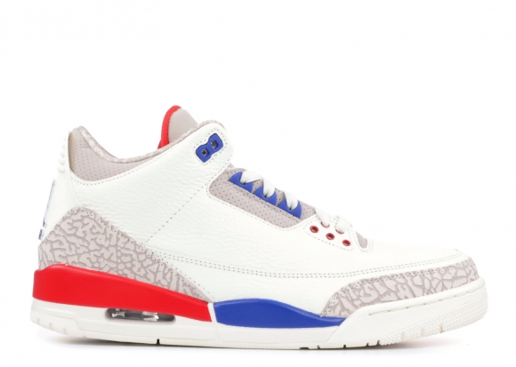 Meilleures Air Jordan 3 Retro "Charity Game" Blanc Bleu Rouge (136064-140)