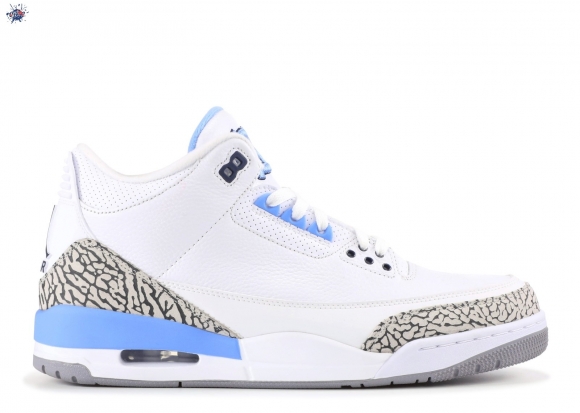 Meilleures Air Jordan 3 Retro "Unc" Blanc Bleu Gris (mnjdls850ln3)