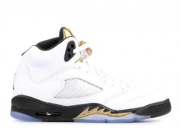 Meilleures Air Jordan 5 Retro Bg (Gs) "Olympic Gold" Blanc Noir Or (440888-133)