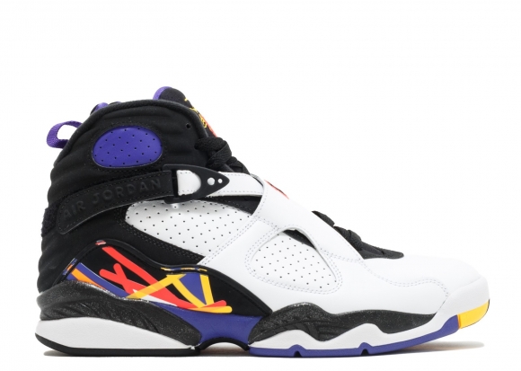 Meilleures Air Jordan 8 Retro "3Peat" Blanc Noir Bleu (305381-142)