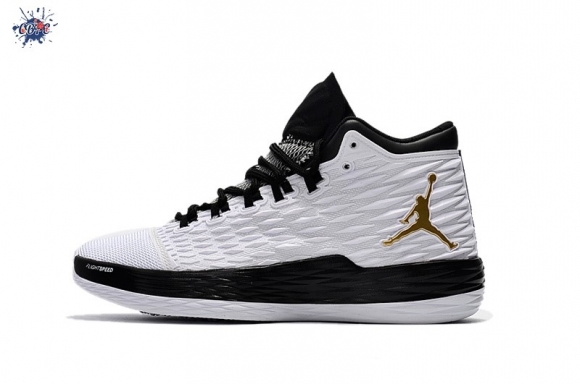 Meilleures Air Jordan Melo M13 Blanc Noir Or (881562-131)