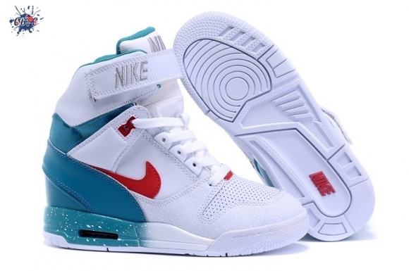 Meilleures Nike Air Revolution Sky High Wedge Sneakers Blanc Bleu Rouge