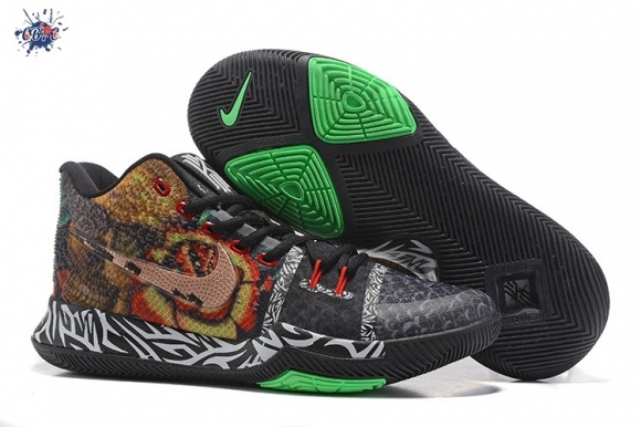 Meilleures Nike Kyrie Irving III 3 Noir Vert Multicolore