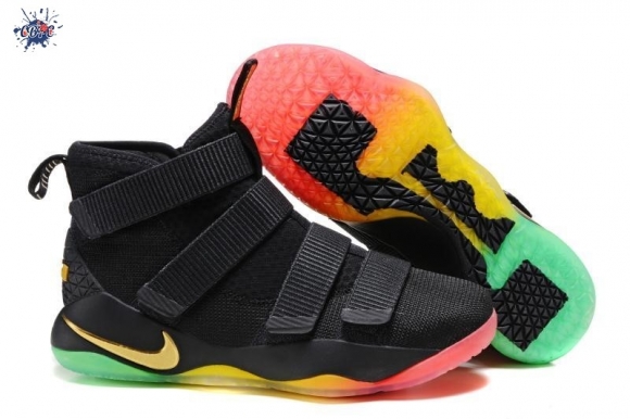 Meilleures Nike Lebron Soldier XI 11 Noir Jaune Rouge Vert