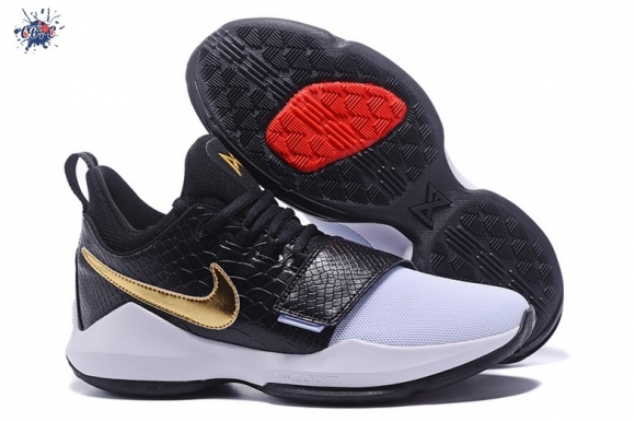 Meilleures Nike PG 1 Noir Blanc Or