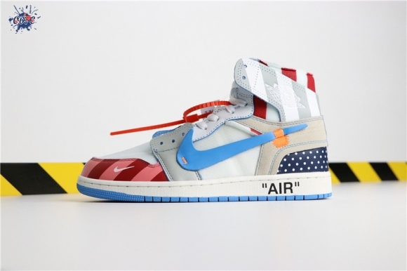 Meilleures Parra X Off-White X Air Jordan 1 Blanc Bleu