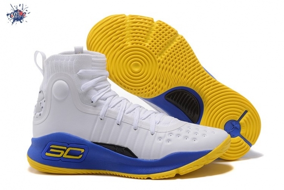 Meilleures Under Armour Curry 4 Blanc Jaune Bleu