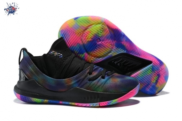 Meilleures Under Armour Curry 5 Low Rainbow Noir