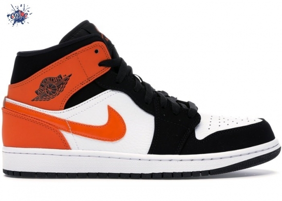 Meilleures Air Jordan 1 Mid "Shattered Backboard" Noir Orange (554724-058)