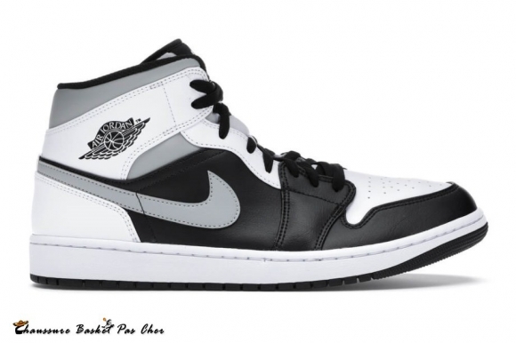 Jordan 1 Mid "Blanc Shadow" Noir Gris (554724-073)