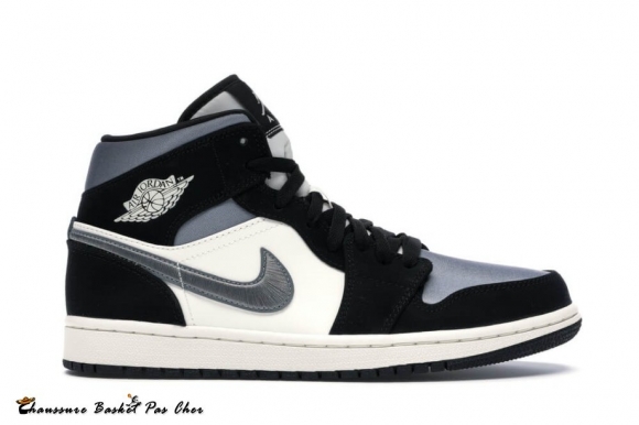 Jordan 1 Mid "Satin" Gris Toe Noir Voile (852542-011)