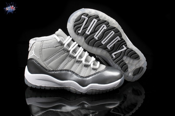 Meilleures Air Jordan 11 Gris Blanc Enfant