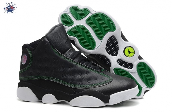 Meilleures Air Jordan 13 Noir Blanc Vert