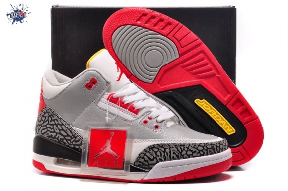 Meilleures Air Jordan 3 Blanc Gris Noir Rouge