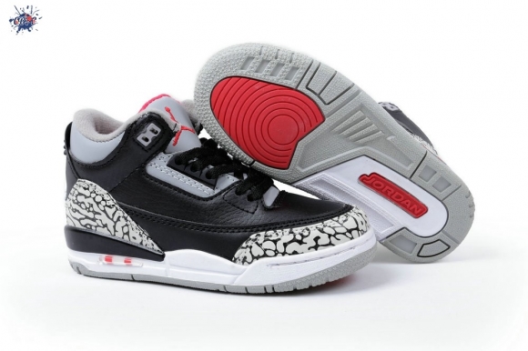 Meilleures Air Jordan 3 Noir Gris Enfant