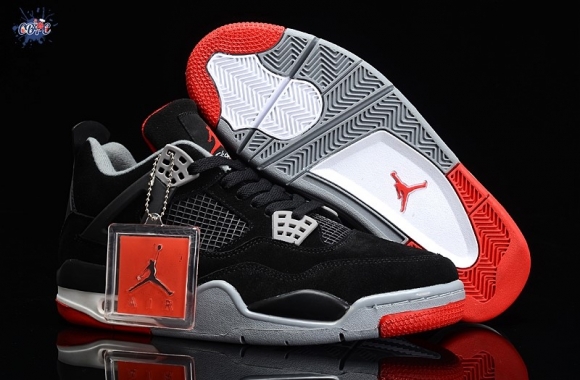 Meilleures Air Jordan 4 Noir Gris Rouge Blanc