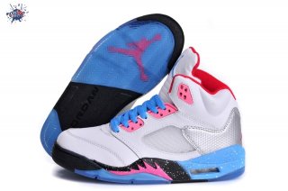 Meilleures Air Jordan 5 Blanc Bleu Rose Noir