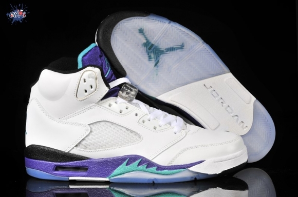 Meilleures Air Jordan 5 Blanc Noir Pourpre Vert