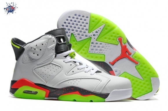 Meilleures Air Jordan 6 Blanc Gris Fluorescent Vert