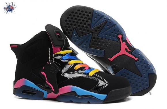 Meilleures Air Jordan 6 Noir Bleu Rose