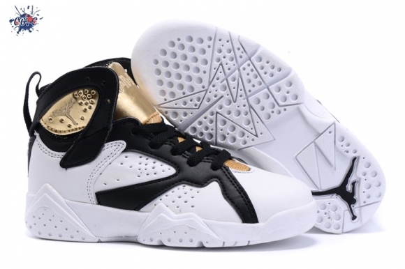 Meilleures Air Jordan 7 Blanc Noir Or Enfant