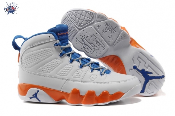 Meilleures Air Jordan 9 Blanc Bleu Orange