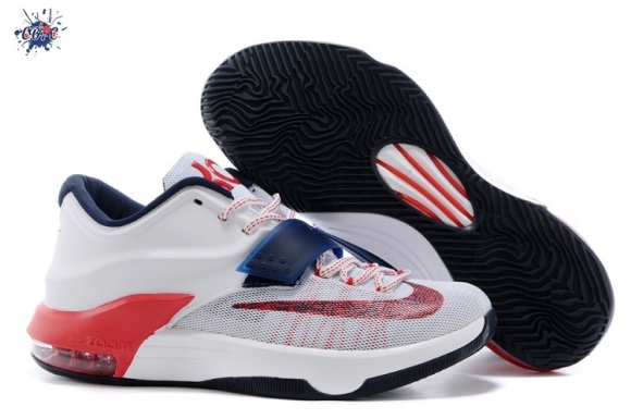 Meilleures Nike KD 7 Blanc Bleu Rouge