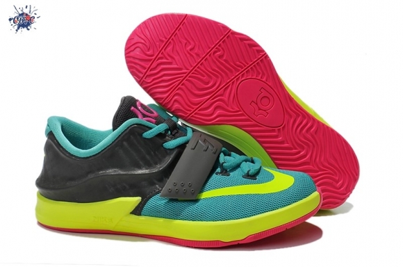 Meilleures Nike KD 7 Gris Vert Jaune Enfant