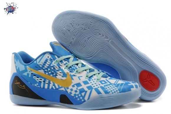 Meilleures Nike Kobe 9 Elite Bleu Blanc Jaune