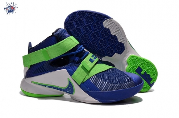 Meilleures Nike LeBron Soldier 9 Bleu Blanc Vert