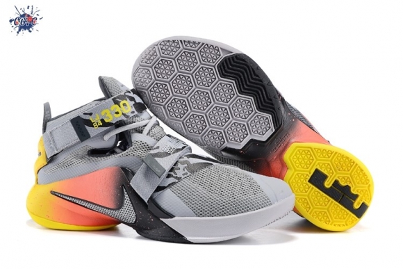 Meilleures Nike LeBron Soldier 9 Gris Jaune